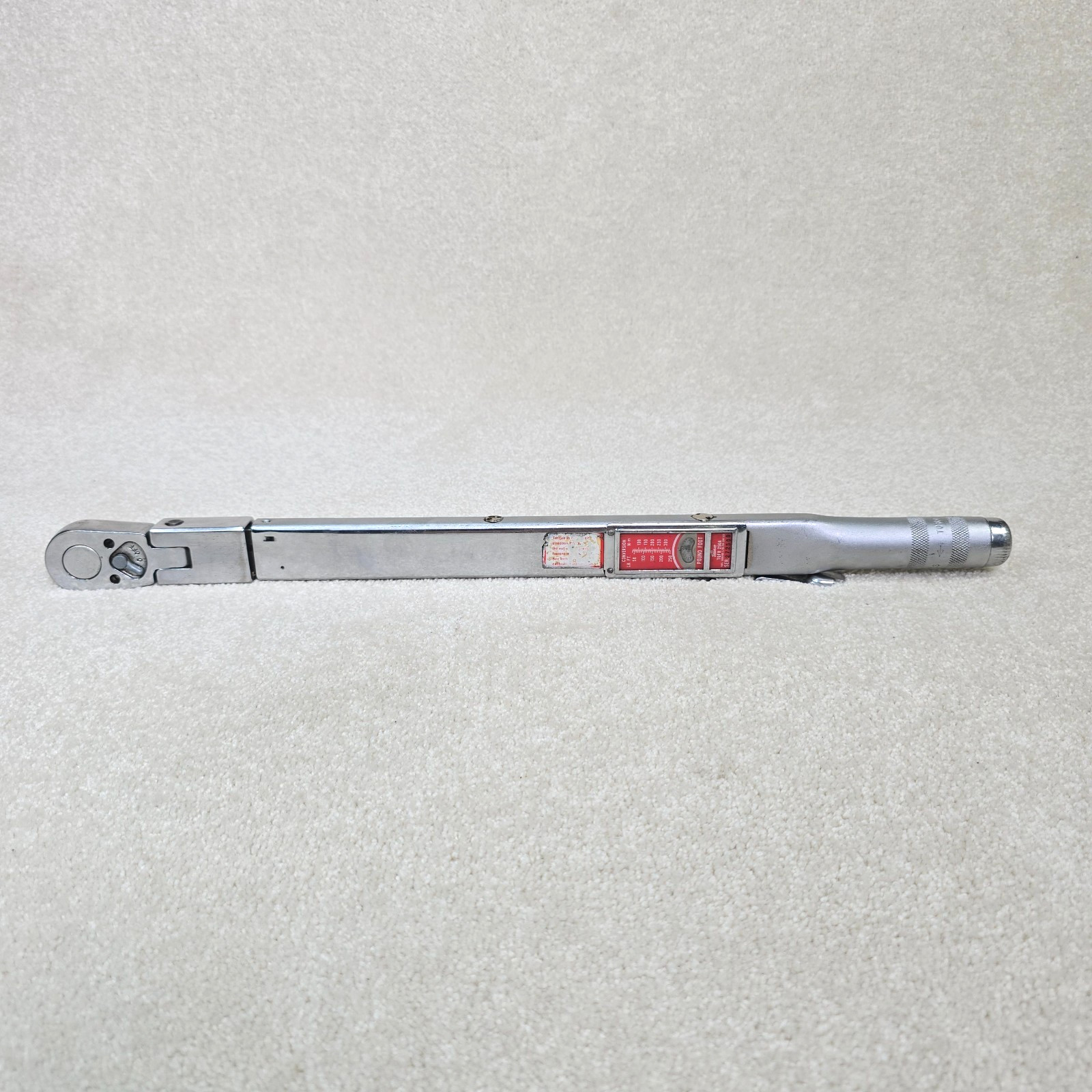 Snap-on 1/2" Drive Click Flex Head Torque Wrench 50-250 Lb-Ft Dial TQFR250A USA
