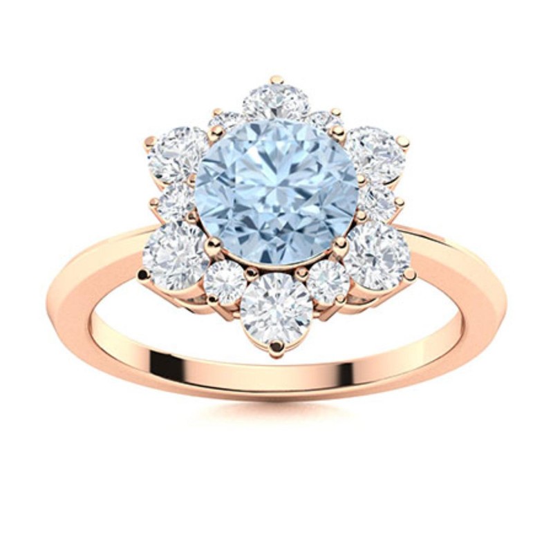 Sterling Silver Aquamarine Stone Solitaire Crown Chakra Prong Ring Jewelry Size7