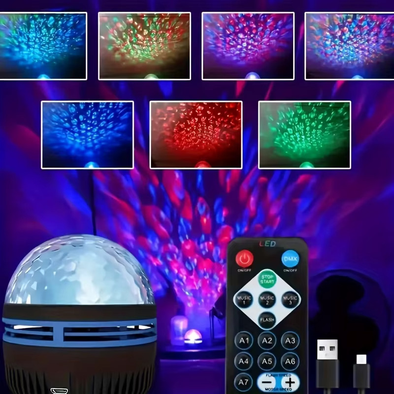 RGB Galaxy Star Projector Ocean Wave Lamp USB Remote