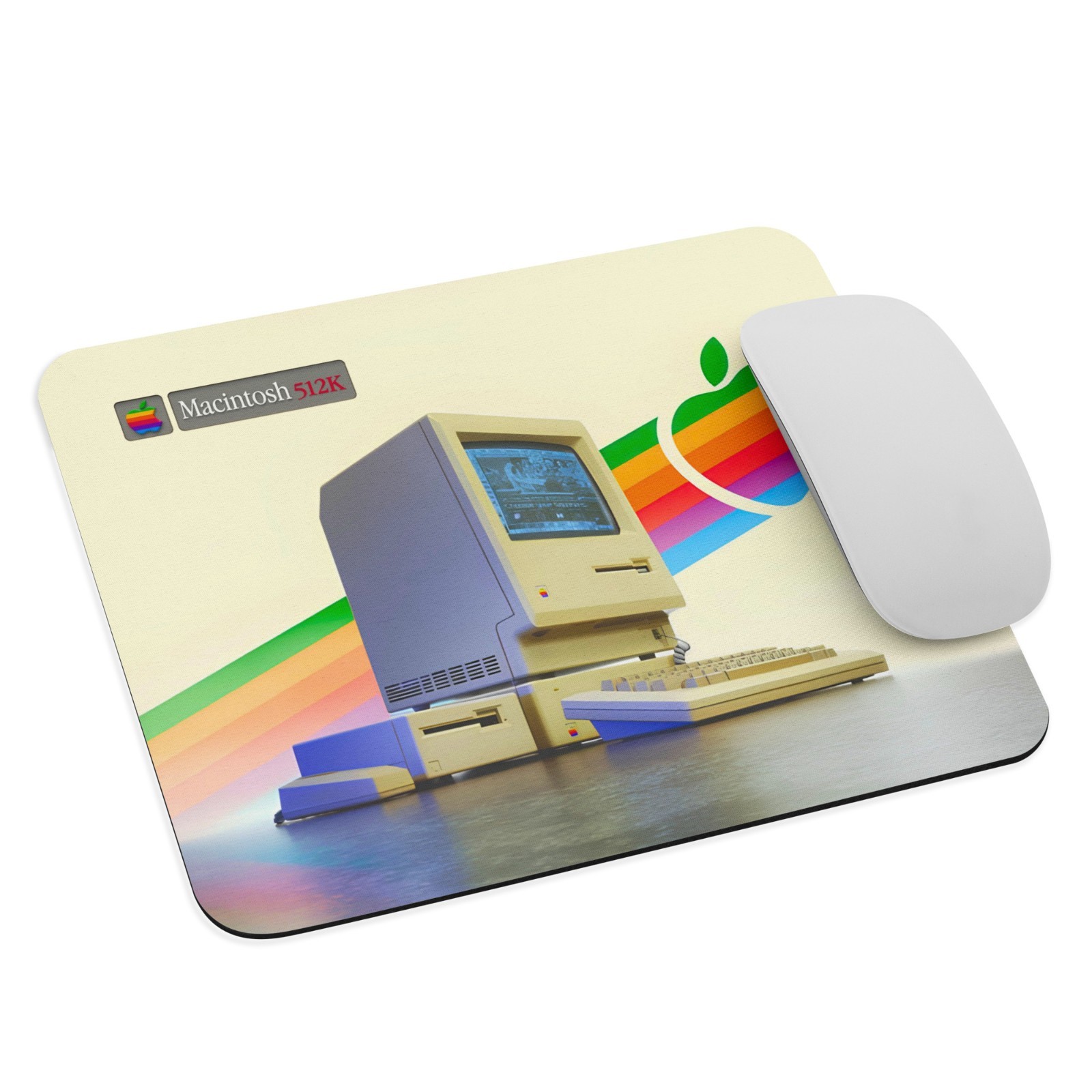 Vintage  Apple Macintosh 512k Logo Mouse Pad - Retro  9.5" x 7.75"