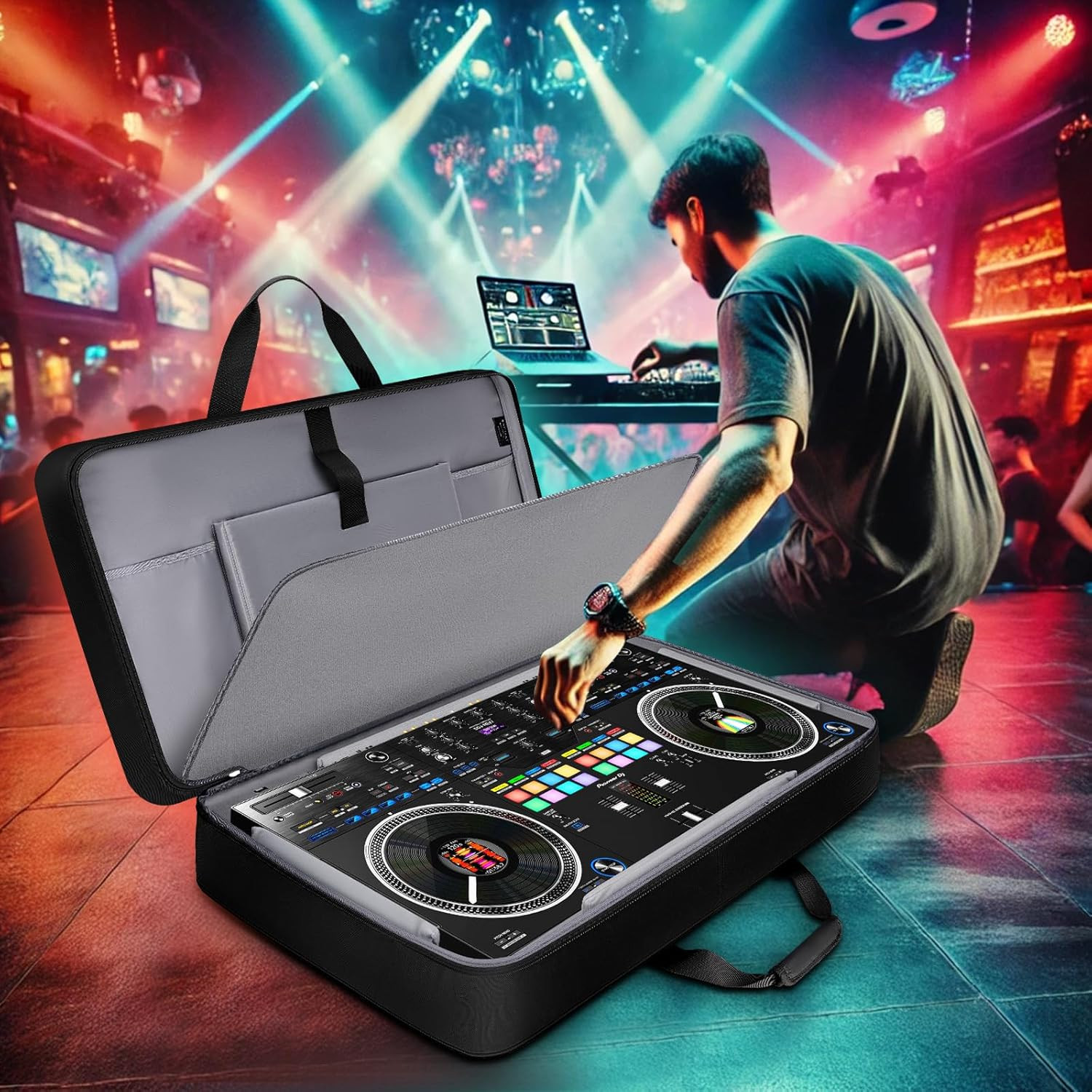 DJ Controller Case for DDJ FLX10 / 1000 / REV7 / FLX6, Padded Large Capacity DJ