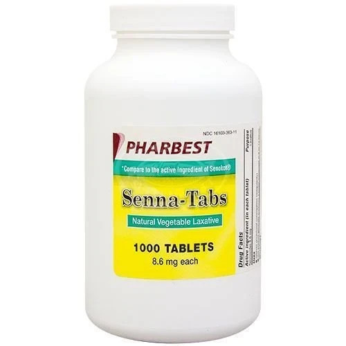 Pharbest Senna Natural Vegetable Laxative Constipation Tablets 8.6mg 1000 Count
