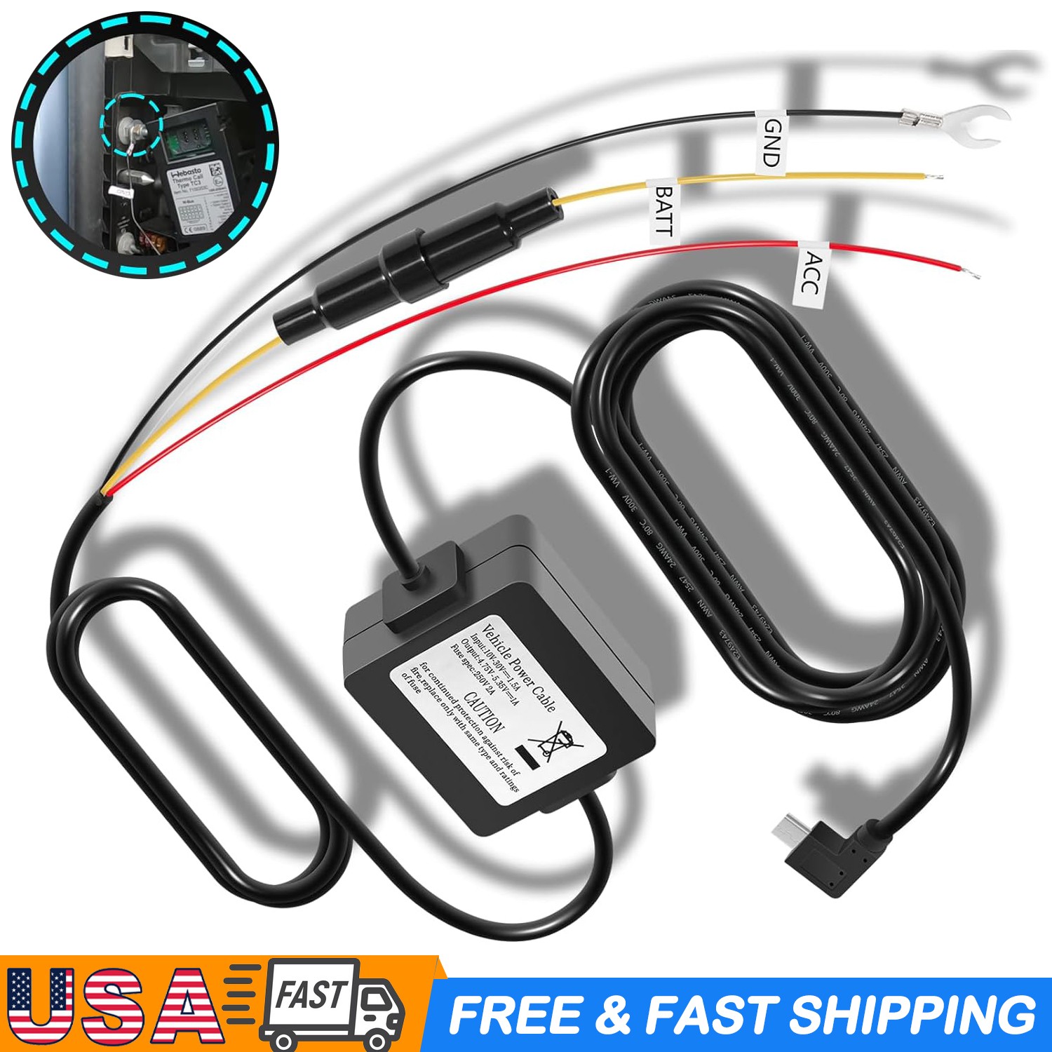010-12530-03 Parking Mode Cable Fit for Garmin Dash Cams 45 46 47 55 56 57 65W