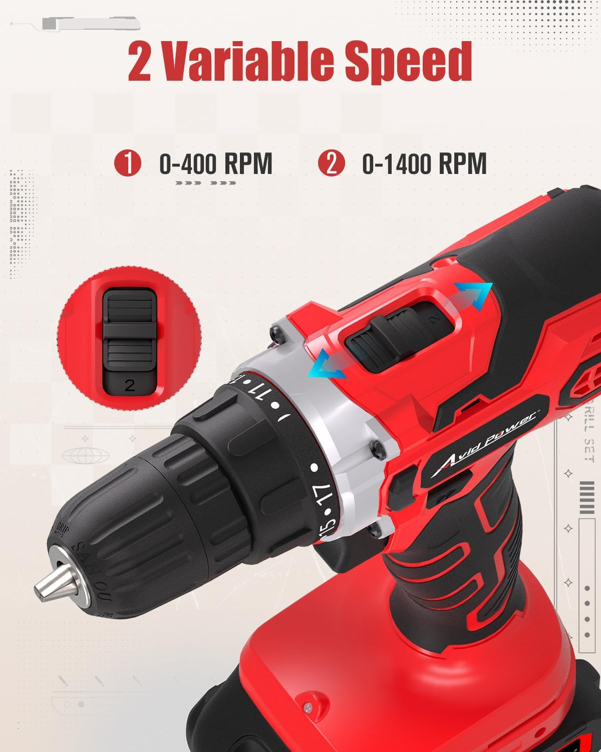 AVID POWER 20V MAX Power Drill Kit, Cordless Drill Set with Battery