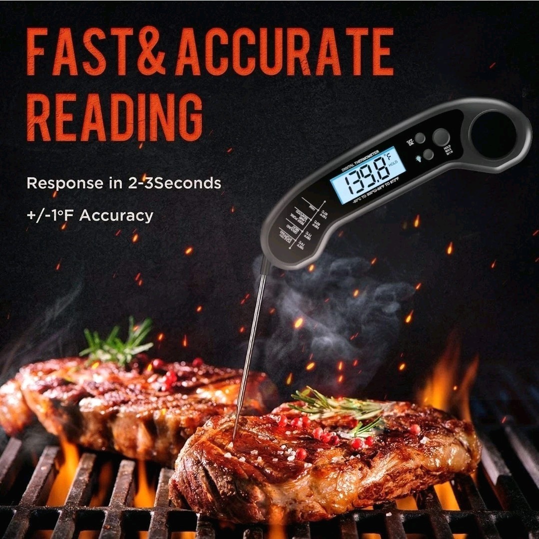 Digital Meat Thermometer Instant Read Waterproof Food Thermometer BBQ Grill...