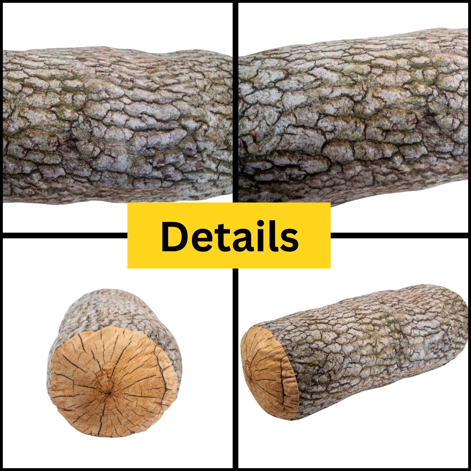 Wooden Log Plush Pillow Back Cushion 22" Nature Theme Decor Rustic Cozy Touch