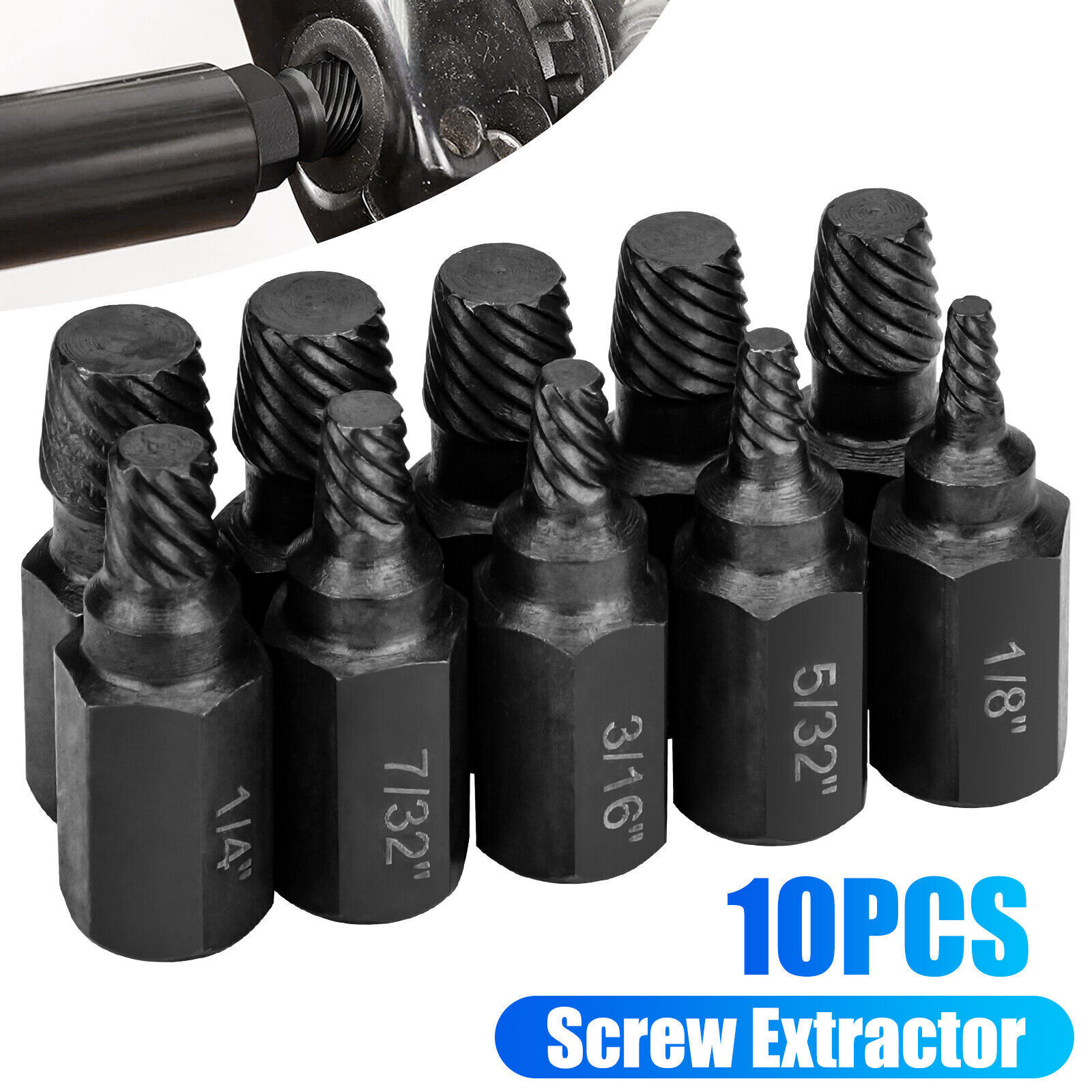 10 Pcs Screw Extractor Set, Hex Head Easy Out Bolt Extractor Set, Multi-Spline