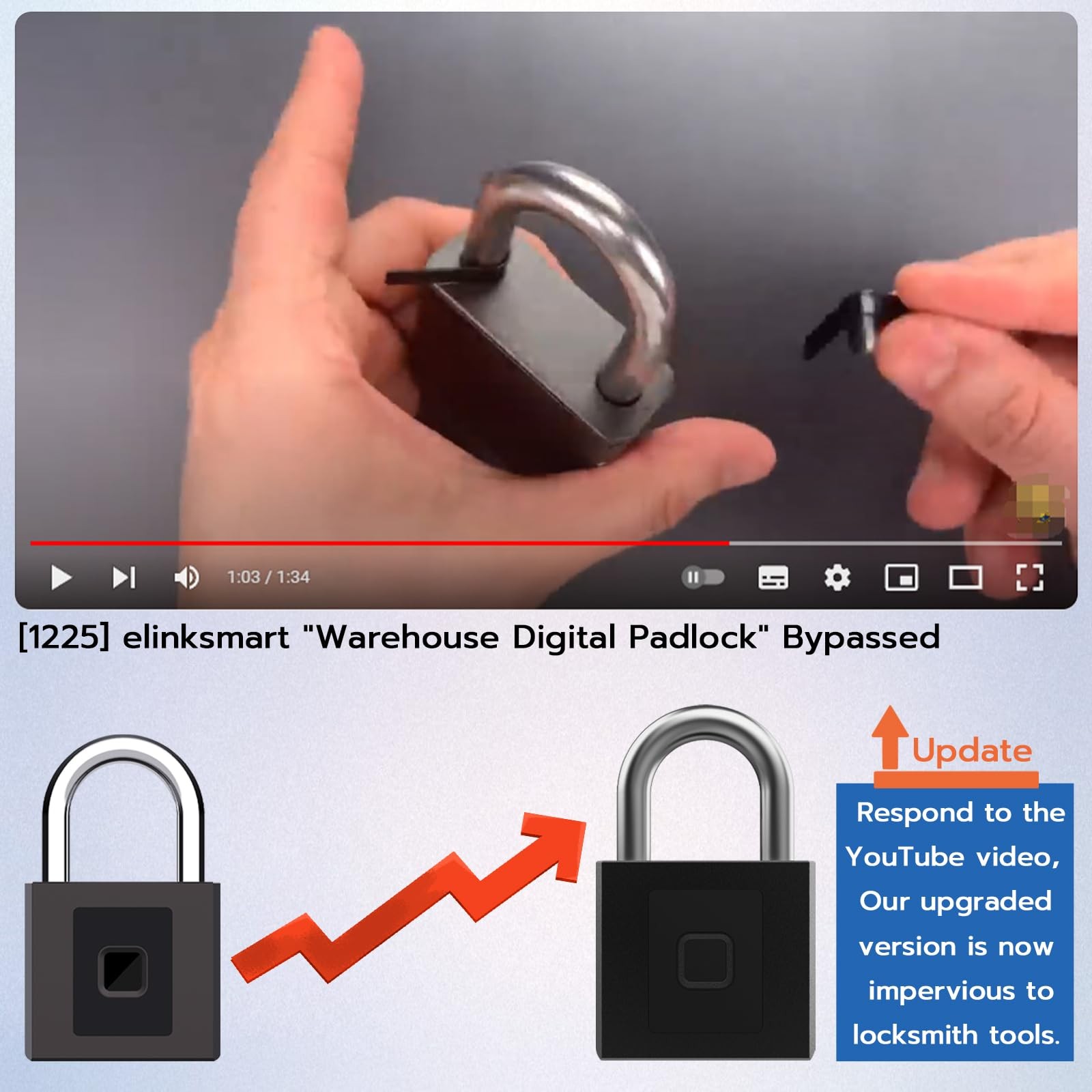 Gate Padlock Combination Padlock Fingerprint Phone App Locker Lock Elinksmart -