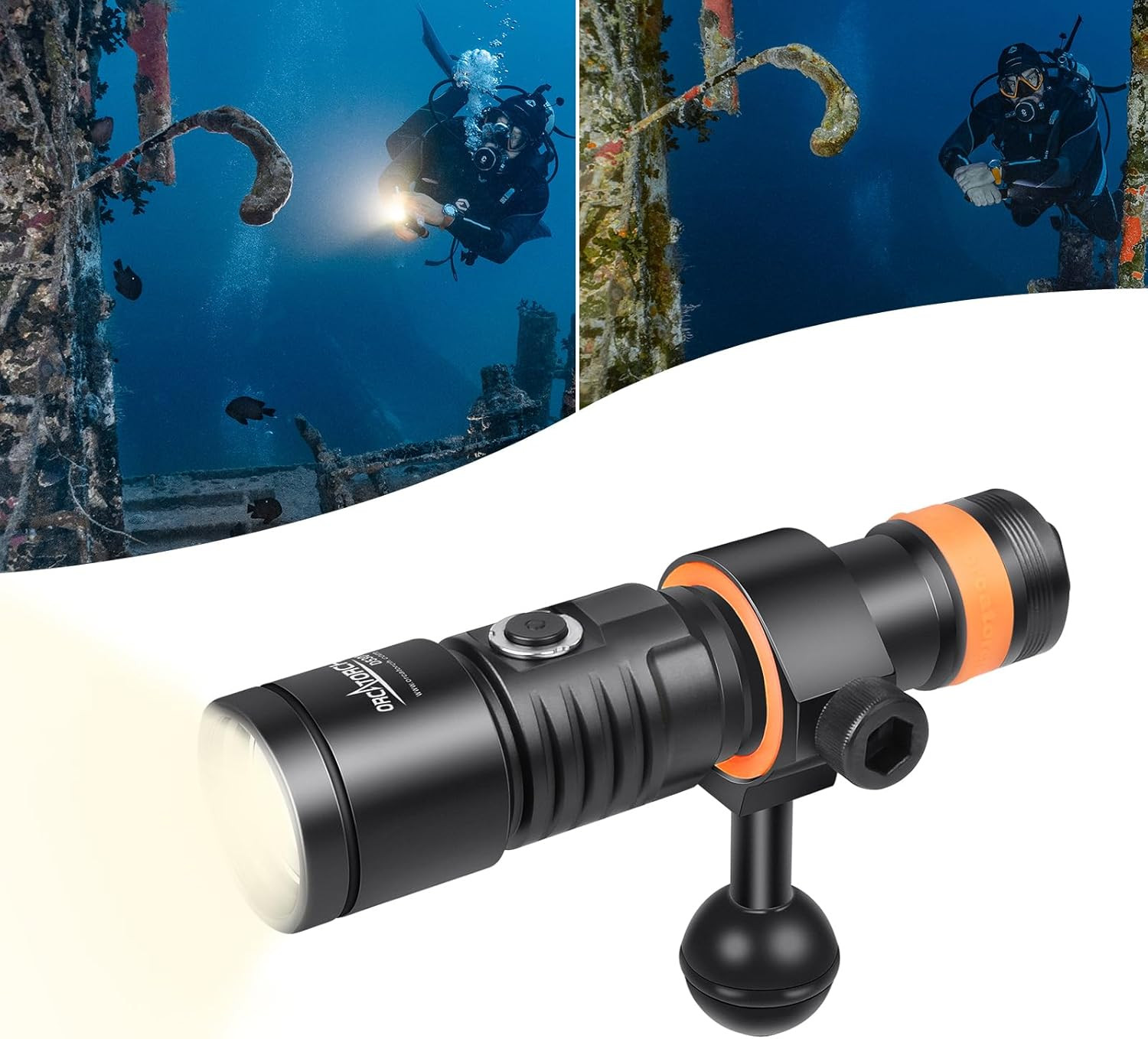 D530V 1000 Lumen Scuba Dive Video Light 120 Degrees Wide Beam Angle, Underwater