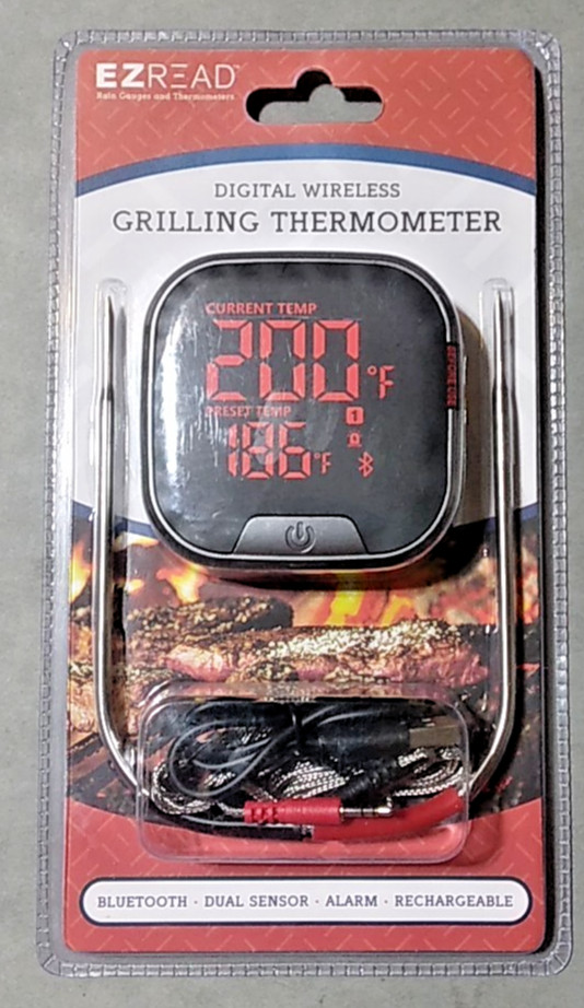 EZ Read Digital Wireless Grilling Thermometer, Factory Sealed