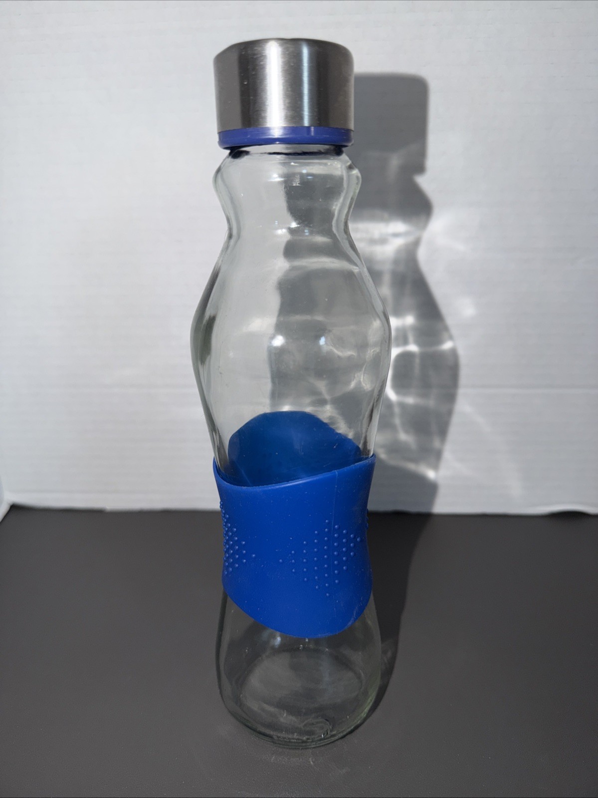 Glass Sports Bottle Clear Tumbler Reusable Screw cap Ruber Grip