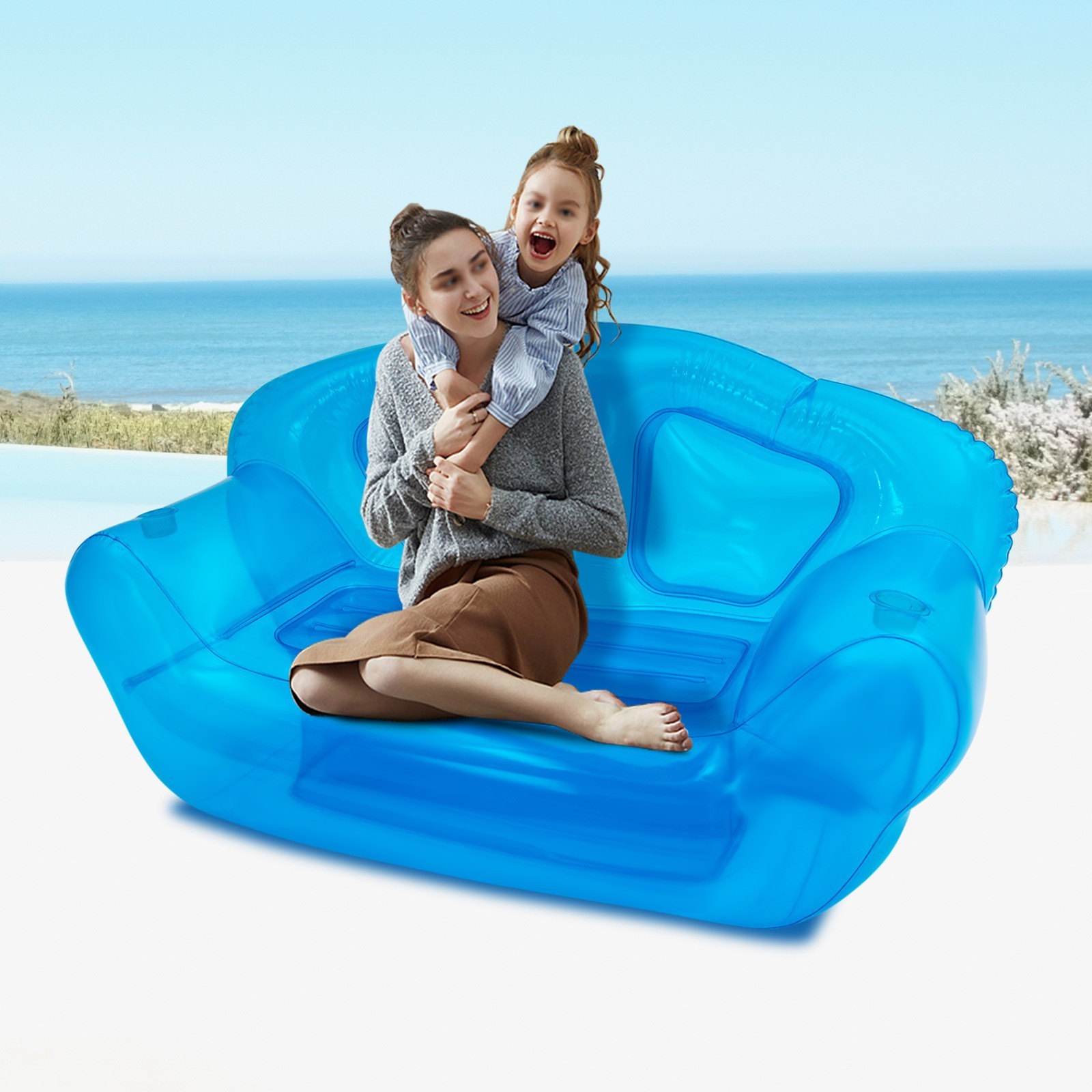 Inflatable Sofa Portable Inflatable Double Person Couch Patio Yard Camping Sofa