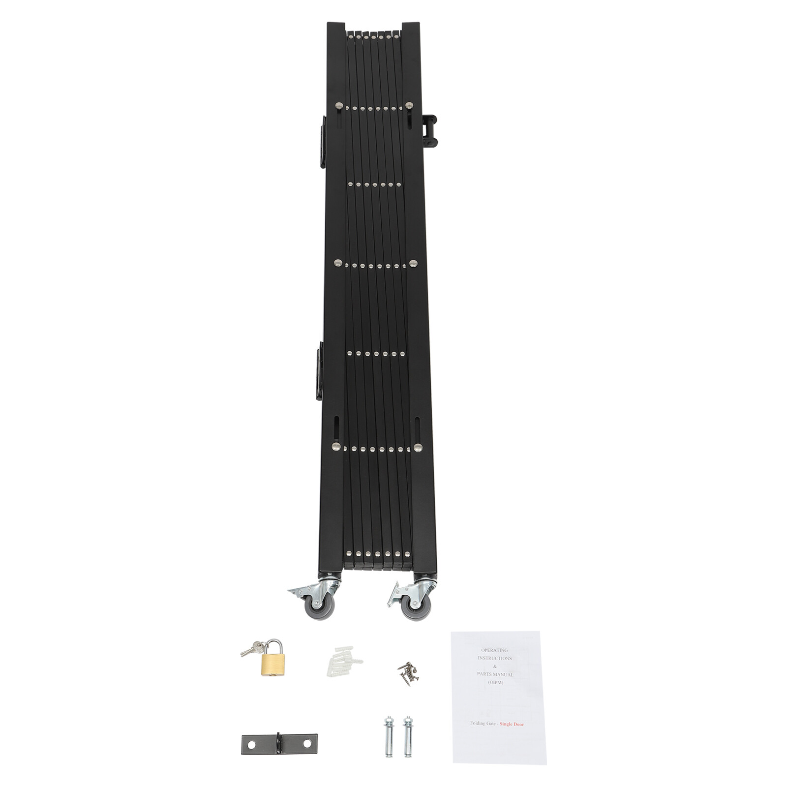 Single Folding Security Gate Rolling Barricade Doors Scissor Gate with Padlock