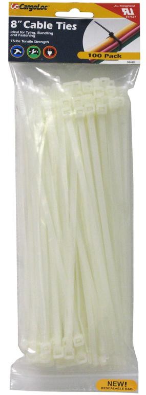CargoLoc Cable Ties - 8", 100 Pack, Natural 32482