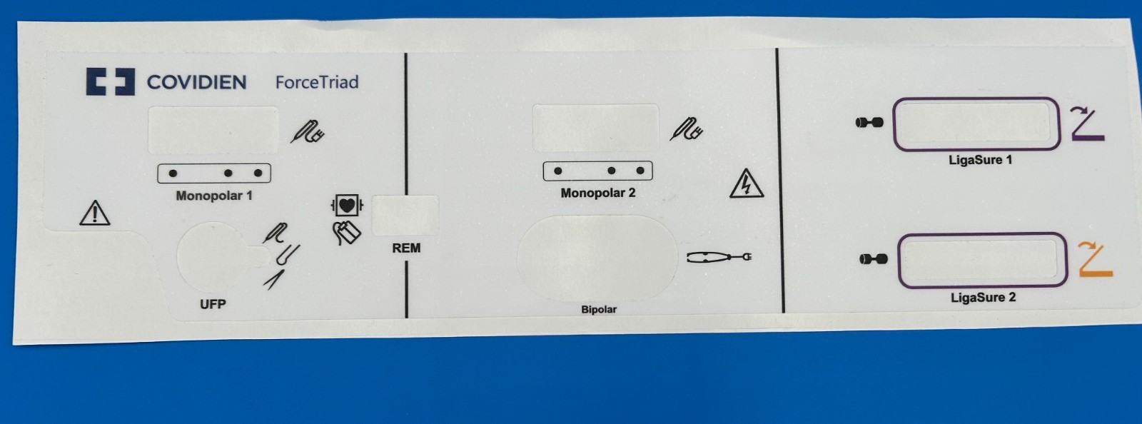 Covidien Force Triad Compatible Plastic Front Panel Overlay