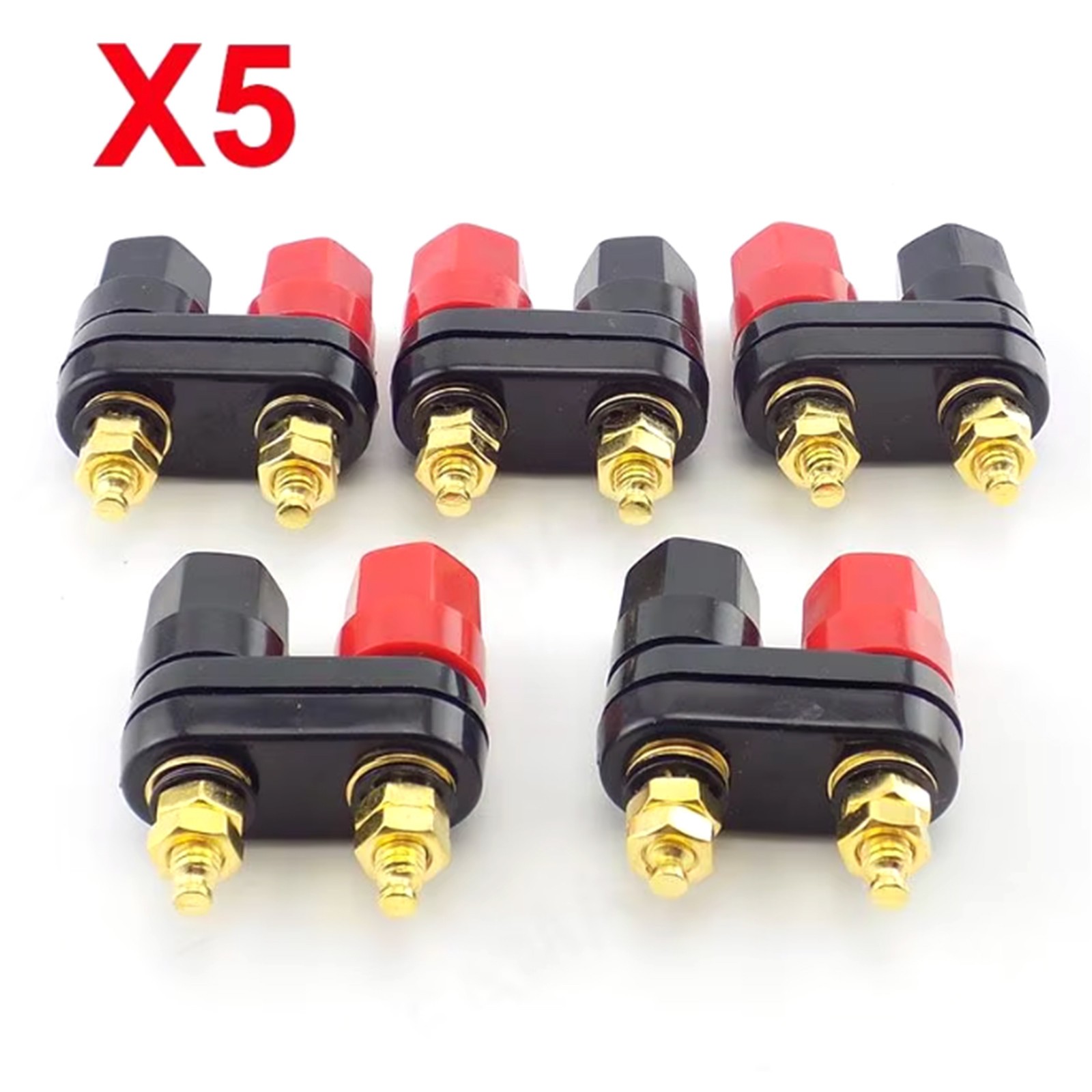 5x Gold Plated 2-way Dual Binding Post Audio Amplifier Terminal 4mm Banana Jack