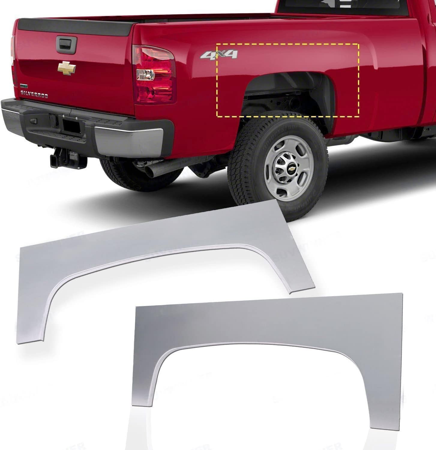 ELITEWILL Pair Upper Rear Wheel Arch Skin Repair Panel Fit for 2007-2013 Chevy