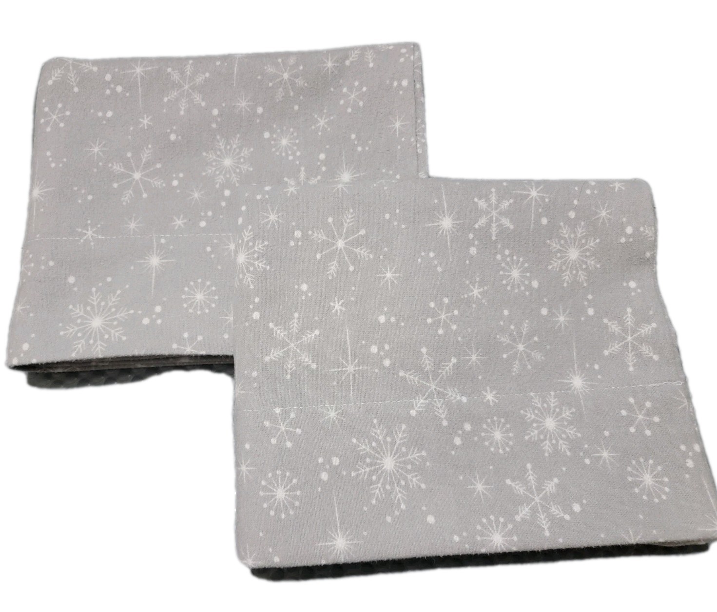 Set Of 2 Grey Flannel PillowCases W White Stars.  20 X 32 Queen
