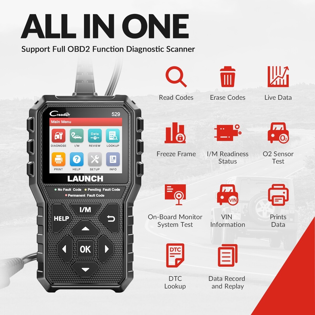 LAUNCH OBD2 Scanner Code Reader Automotive Scan Tool Engine Check Car Diagnostic