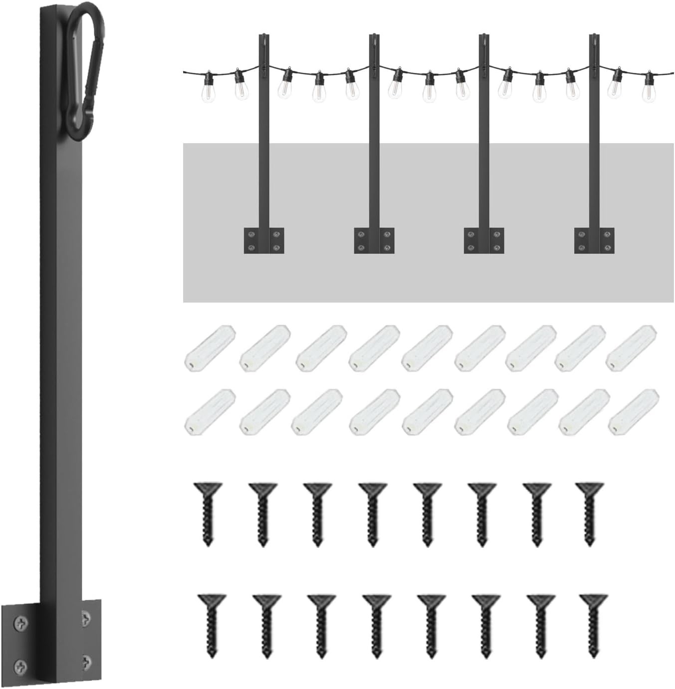 4 Pack String Light Poles,Hanging Light Poles for Outdoor String Lights, Meta...