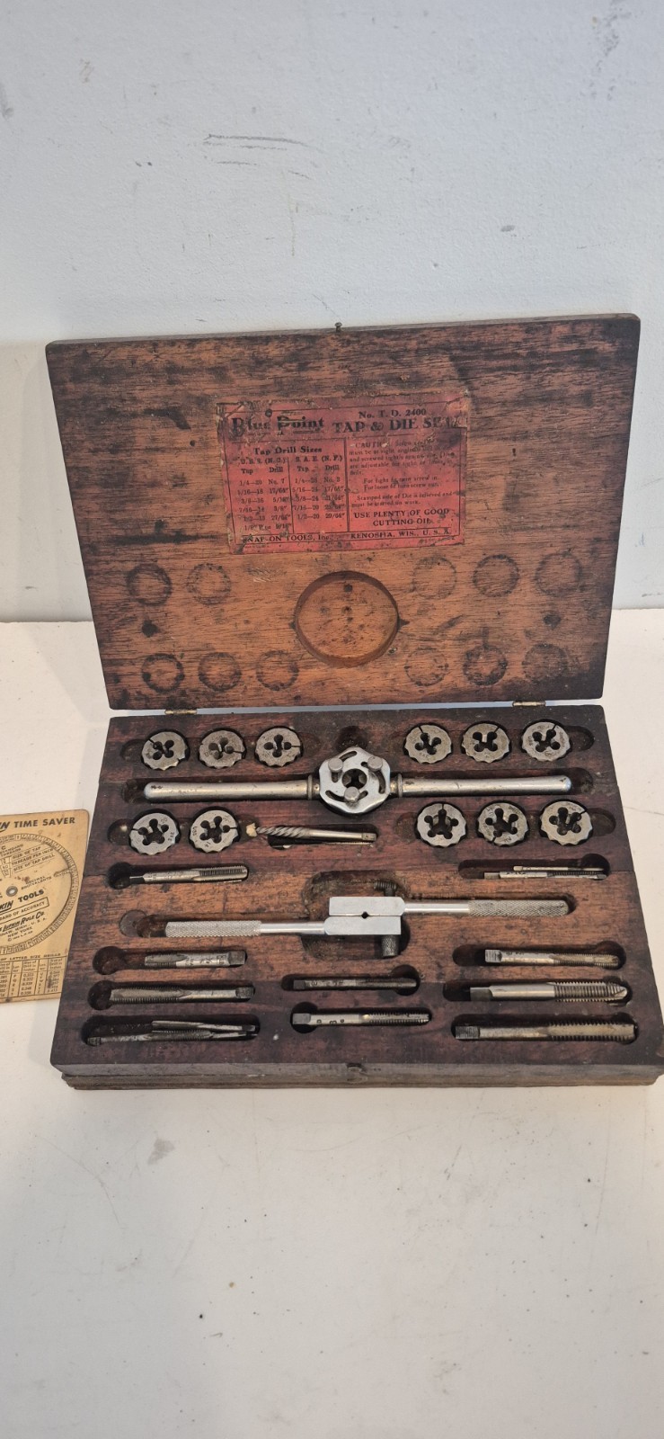 Blue Point Tap and Die Set 24pc 1/4" To 1/2" TD2400 Complete Plus Extra Snap-on