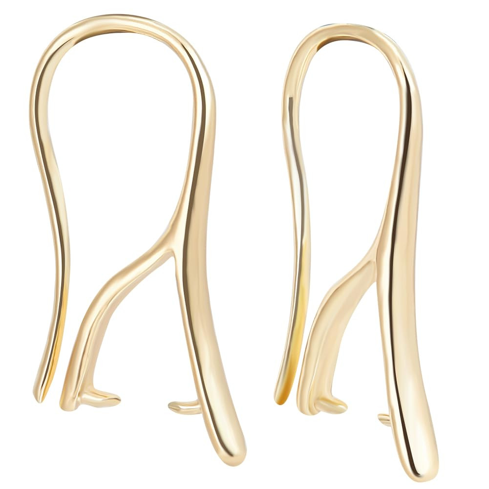 1 Box 30Pcs Earring Hooks with Pinch Bails 14K Gold Plated Brass French Ear W...