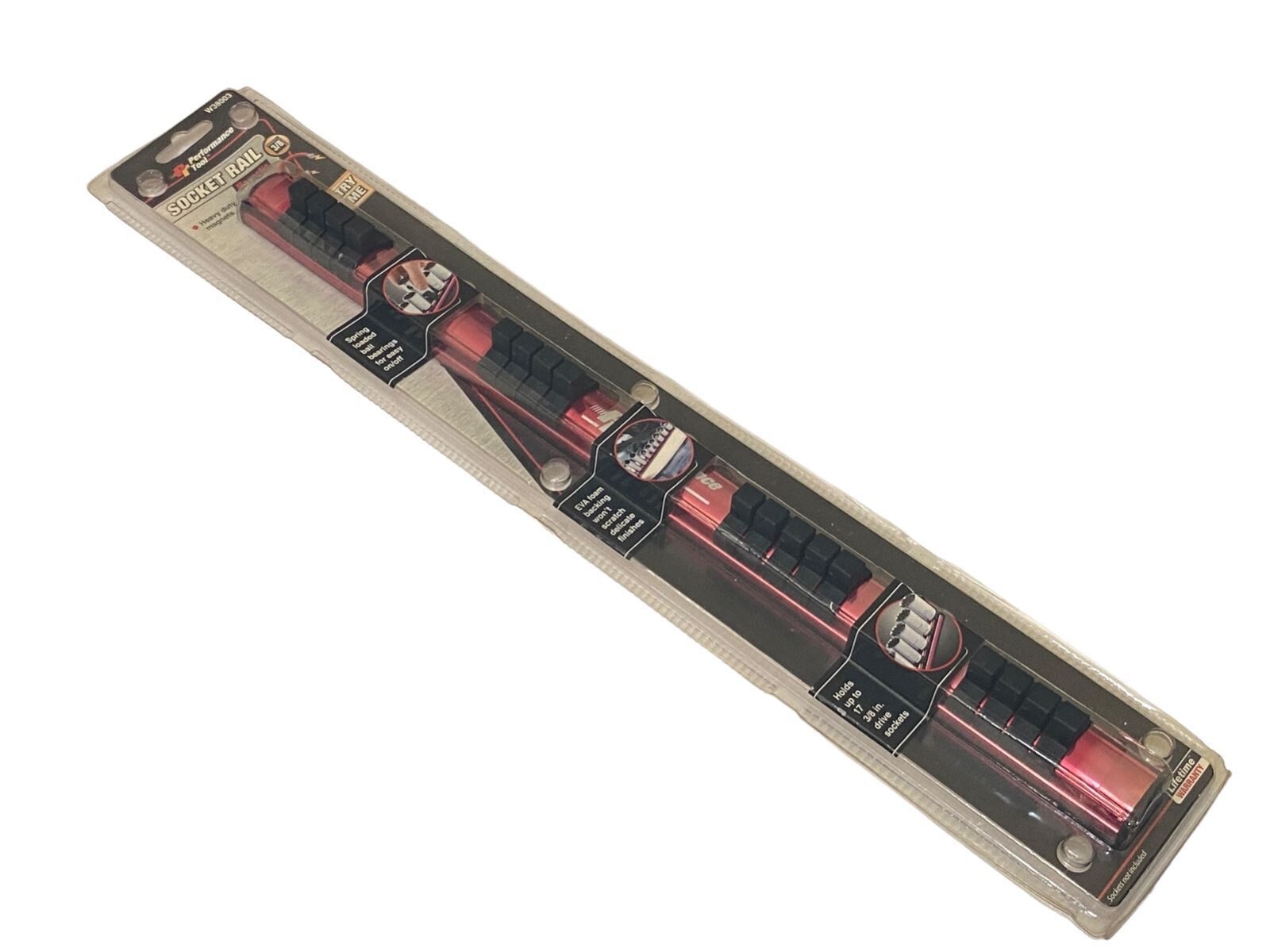 PERFORMANCE TOOL W38003 Socket Rail Magnetic 3/8" Heavy Duty Rare Earth Magnets