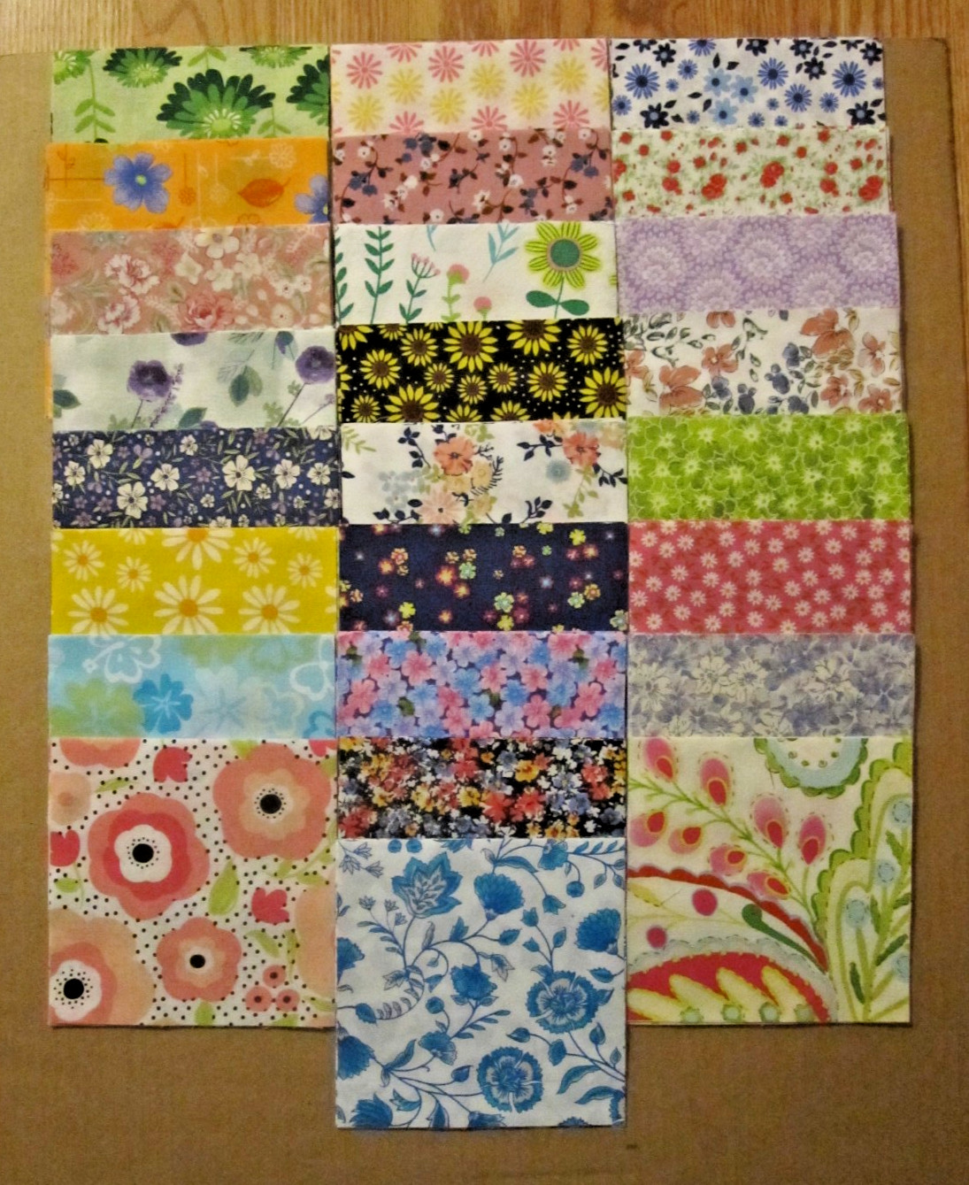 Lot of  100  5" X 5"  Fabric Squares For Quilting/Crafts. "Flower Power"