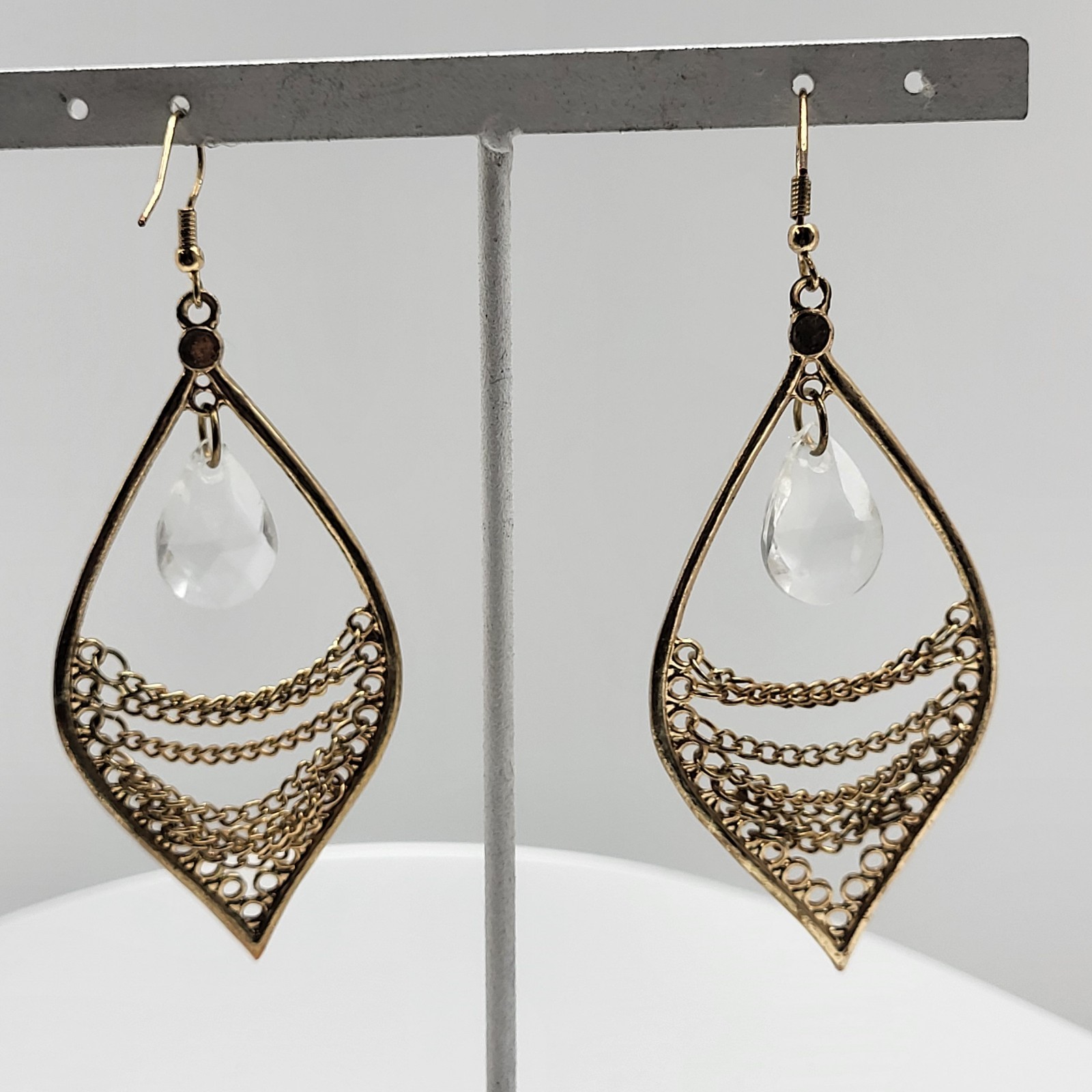 Flamboyant dangle earrings chains crystal Boho Tribal fun