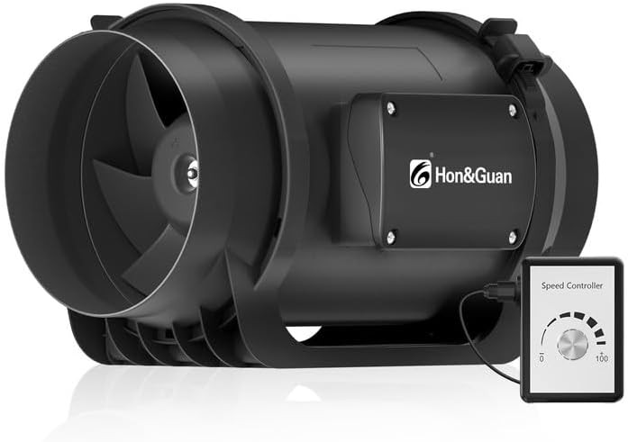 Inline Duct Fan 469 CFM 6 inch inline fan W/ Variable Speed Controller EC Motor