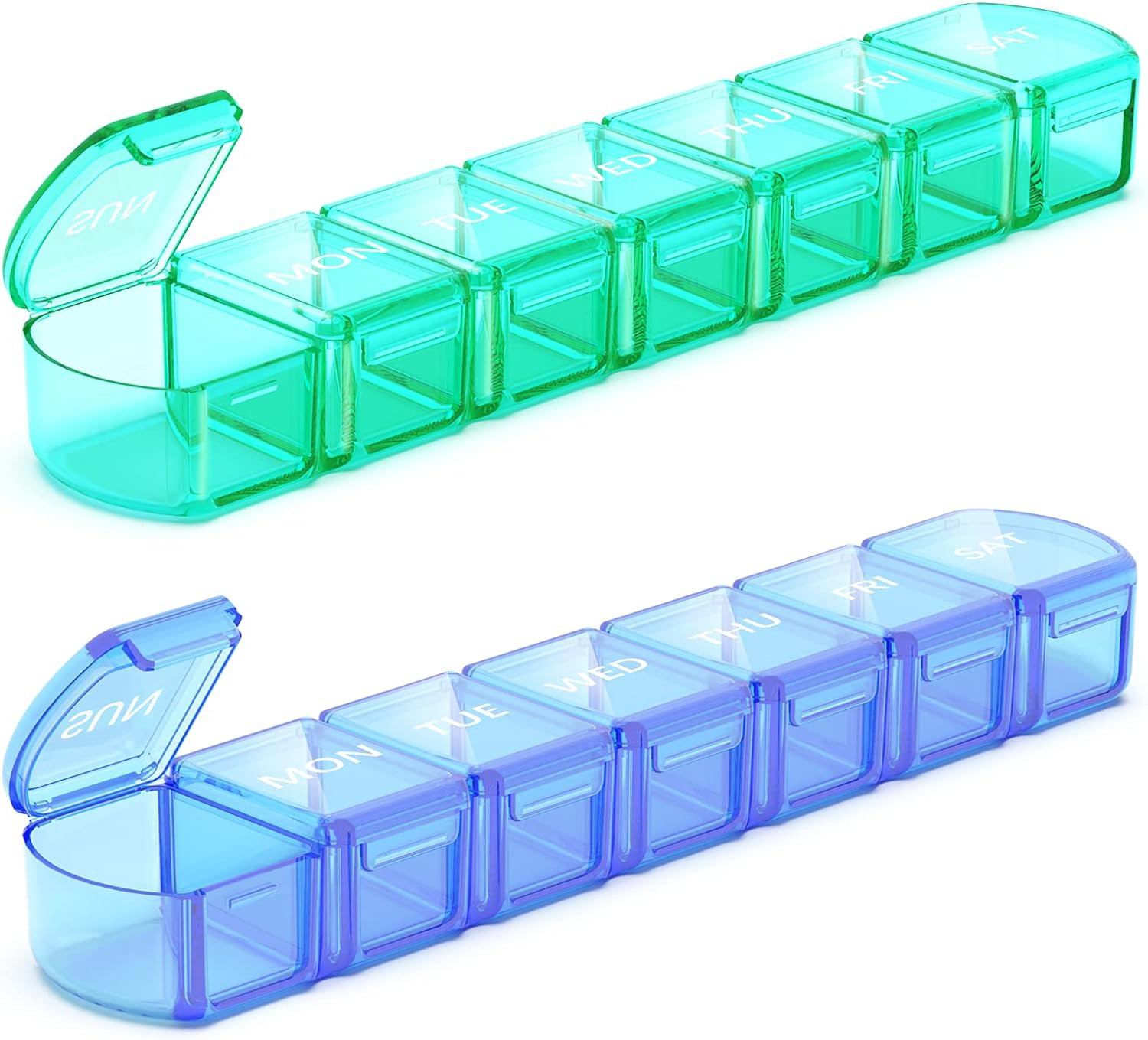Extra Large Pill Organizer 2 Pack, XL Pill Box 7 Day, Weekly Pill Case with Larg