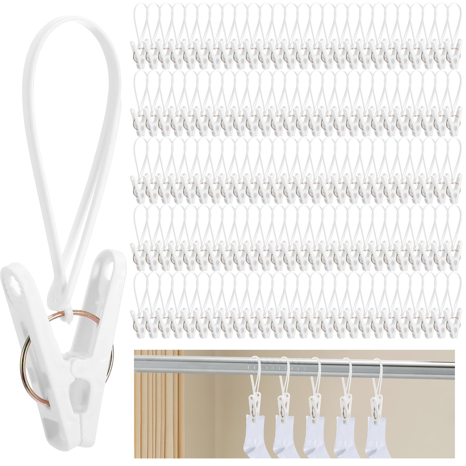 120 Pack Multi-Purpose Laundry Hooks Hanging Clips Bulk Plastic Hanger White