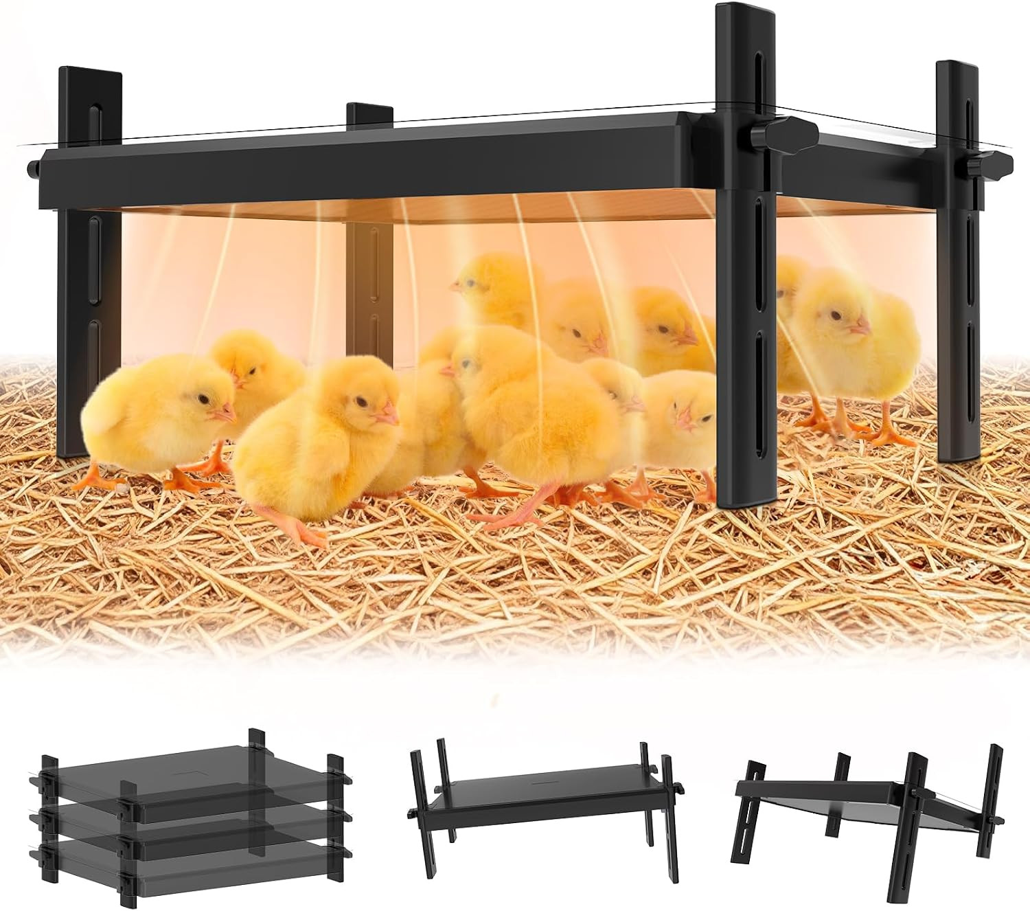 15" x 12.6" Large Chicks Brooder Heater for 20 Chicks - 49W Height & Angle Adjus