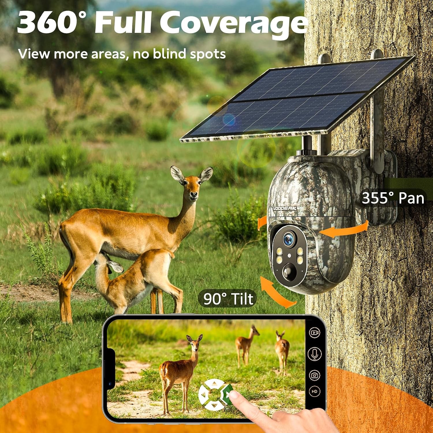 VOOPEAK Cellular Trail Camera - SIM Included, 360° Remote View, Motion Activated
