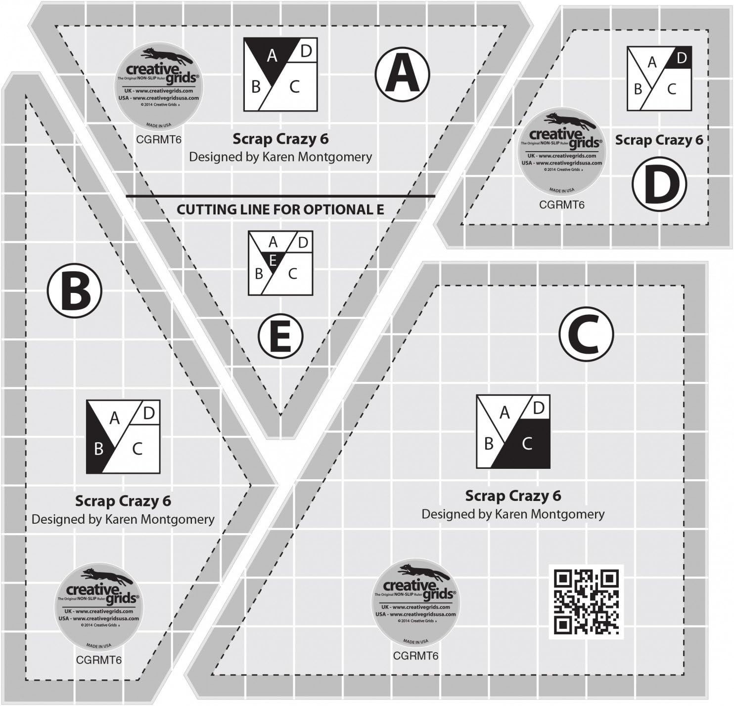 Scrap Crazy 6 Templates Quilt Ruler 4pc Set - CGRMT6