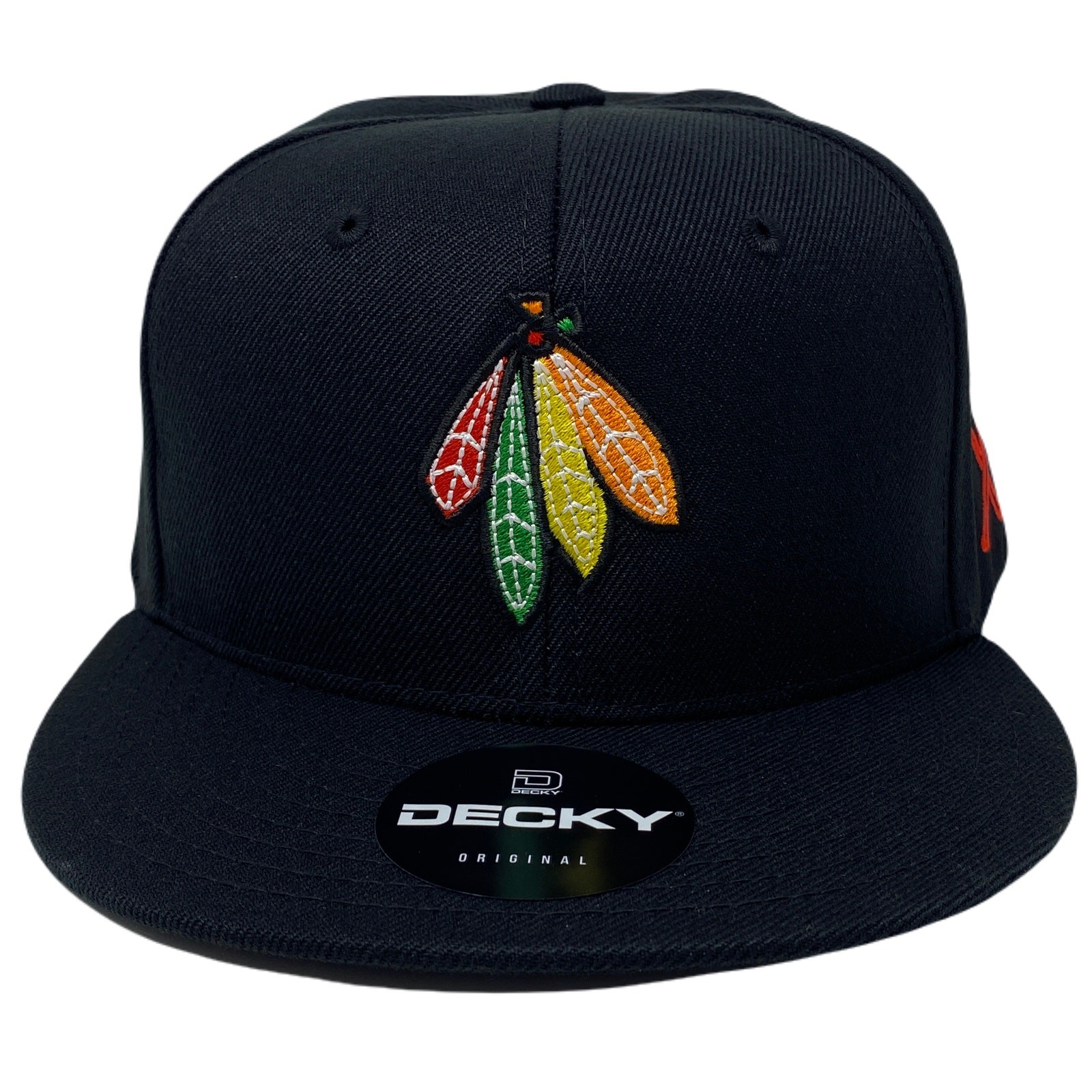 Indian Feathers Tomahawk Snapback Hat All Black