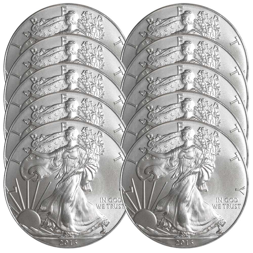 Lot of 10 - 2013 $1 American Silver Eagle 1 oz BU
