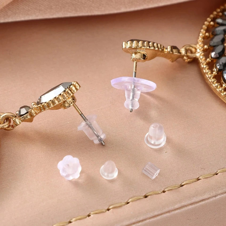 6 Styles Silicone Earring Backs for Studs, 600 Pcs Clear Soft Earring Backings H