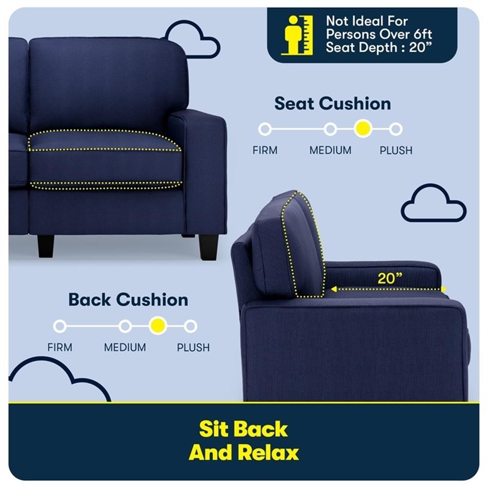 Bowery Hill 61" Track Arm Sofa Loveseat with Removable Covers Navy Blue