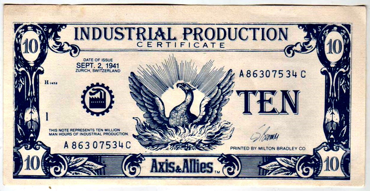 A Single Piece: Vintage Axis & Allies Money (SEPT. 2, 1941) : Milton Bradley
