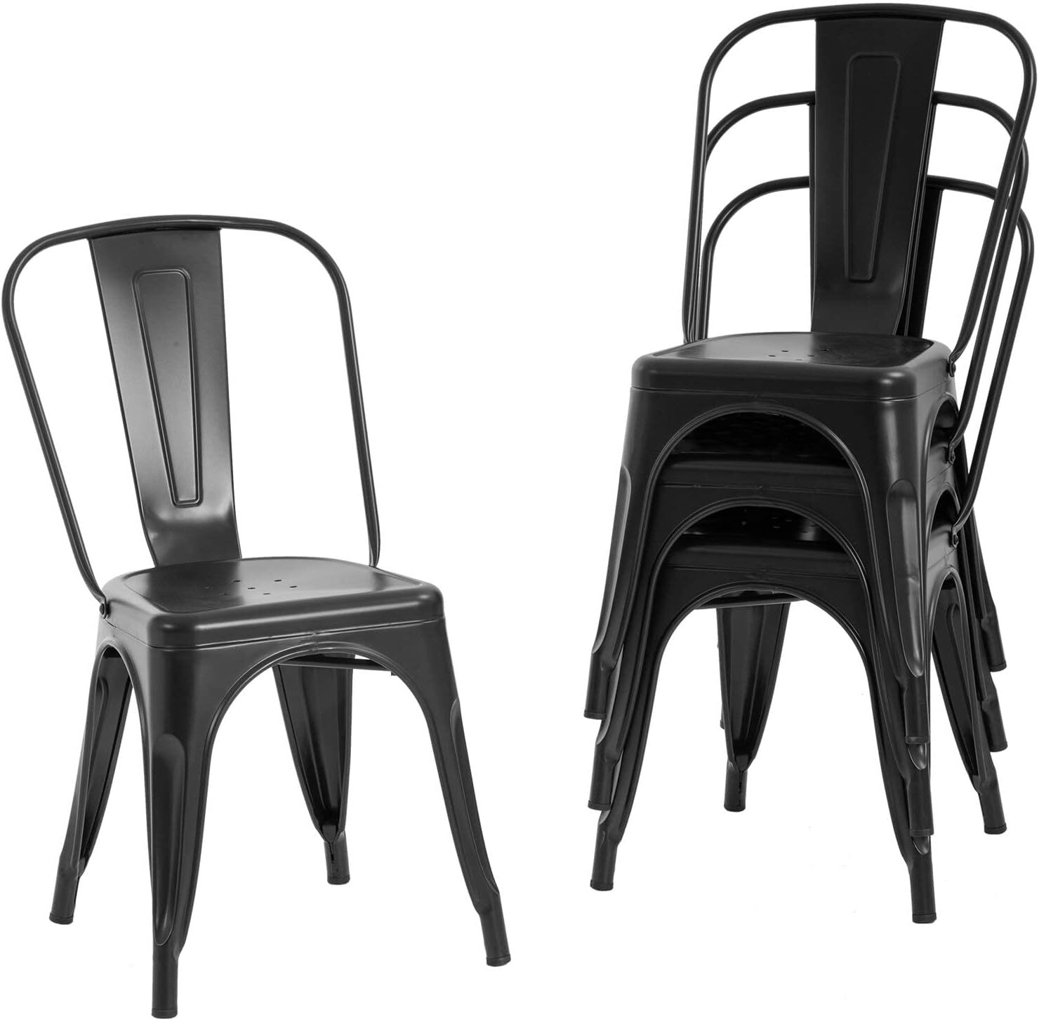 18 Inch Metal Chair Kitchen Dining Chair Patio for Indoor Outdoor Bar Stool,4pcs