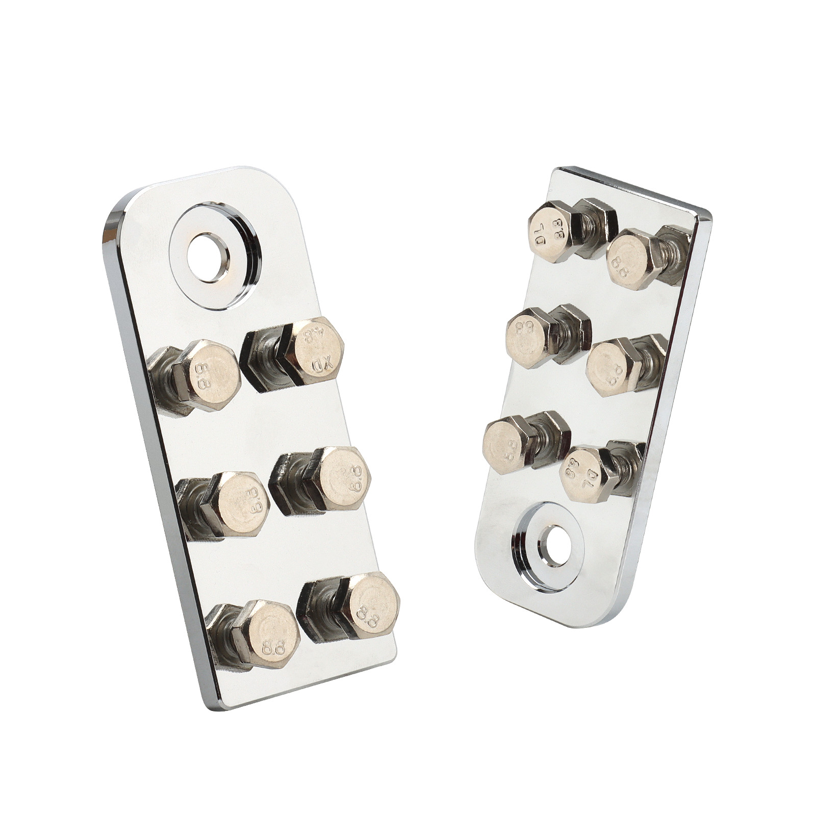 Pair 6 Spot SAE Top Post Flat Lug Style Battery Terminal Distribution Blocks 2PC