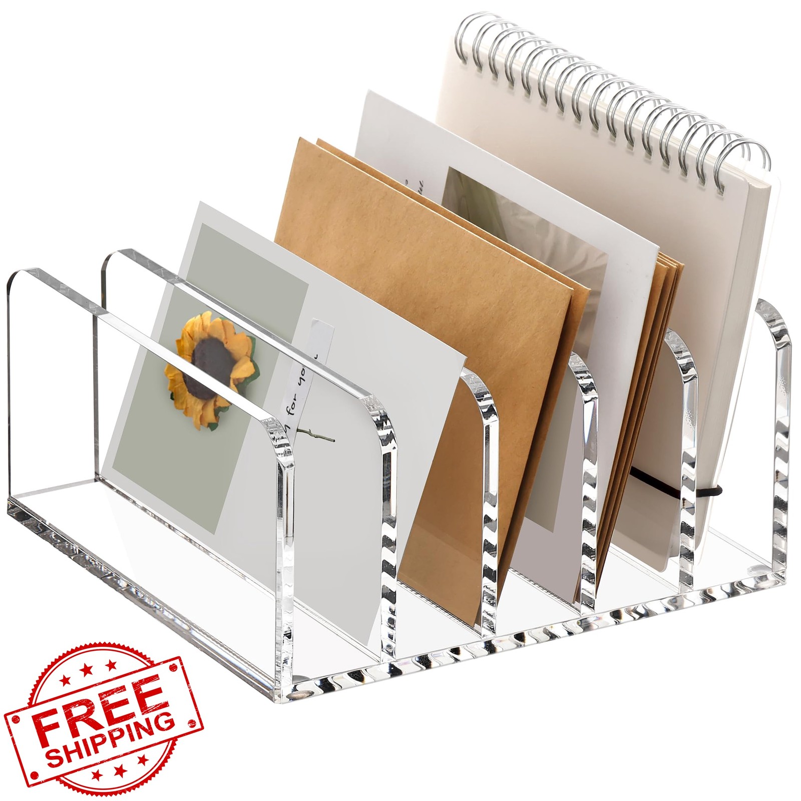 SANRUI 5 Compartment Acrylic Mail Sorter