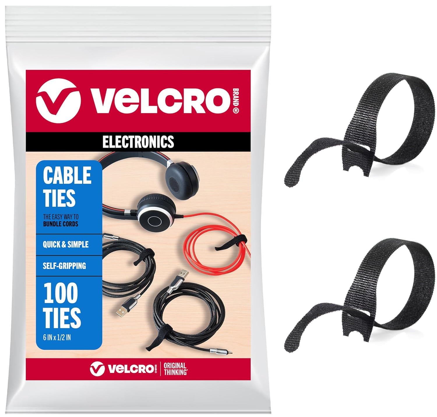 Reusable Cable Ties, Practical Tech Gifts for Men, 100 Pack 6 Inch Cable Managem