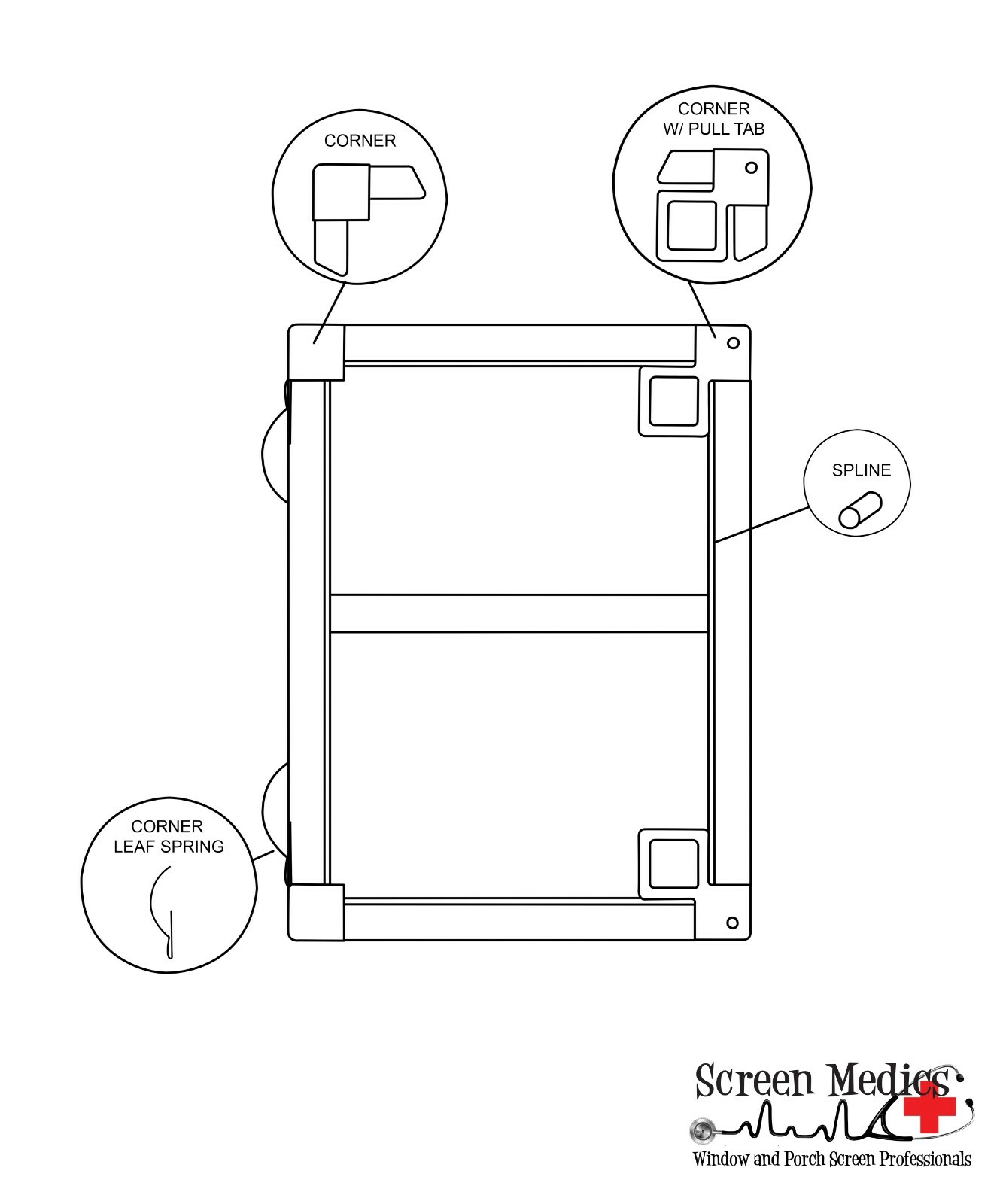 8 pack Leaf Springs - corner type for window screen frames
