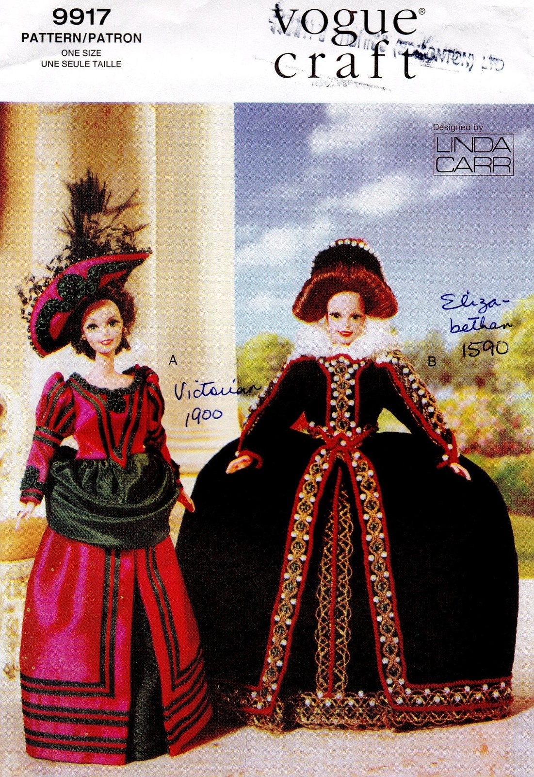 Vogue Craft Sewing Pattern 9917, Historical Costumes for 11.5" Barbie Doll