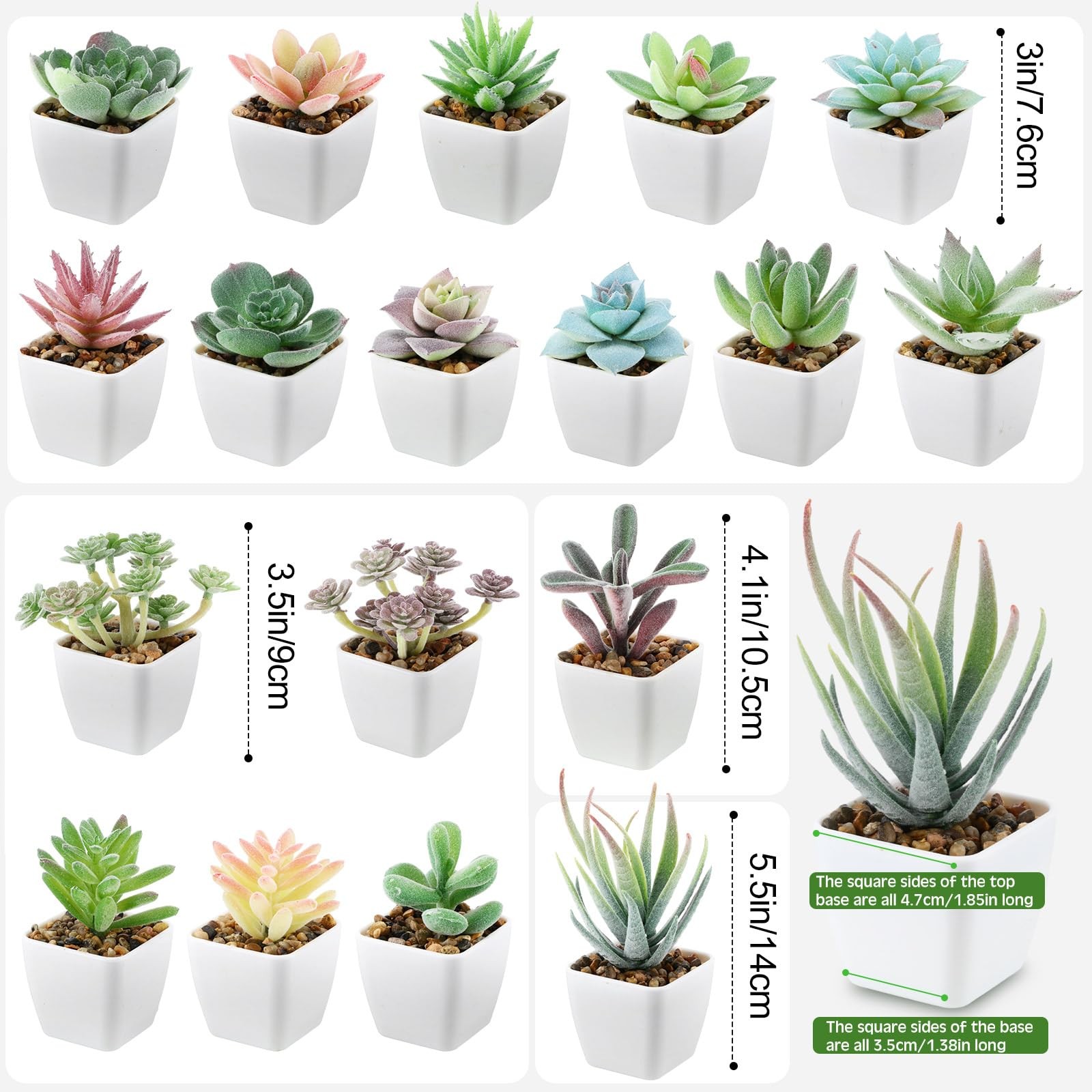Glitinsel 36 Pcs Mini Artificial Succulent Plants Potted Assorted