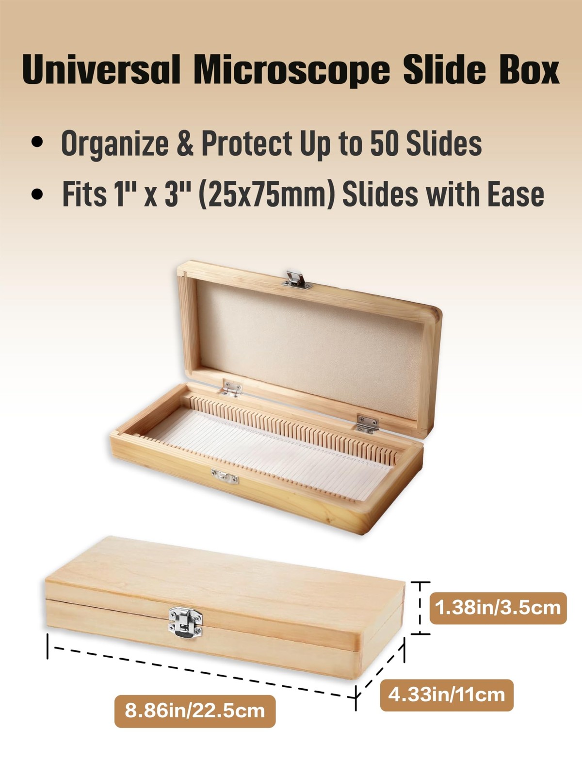 Wooden Microscope Slide Storage Box, Durable Specimen Storage Cabinet for 50 ...