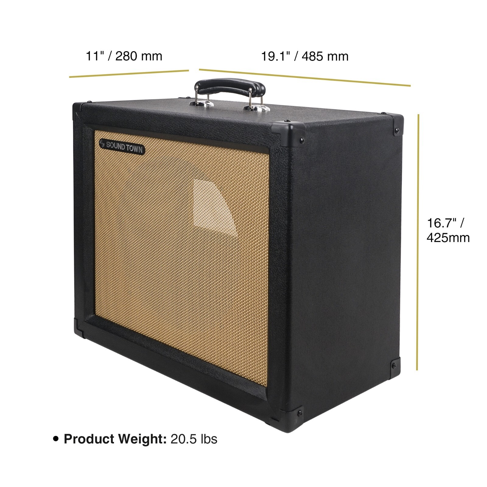 Sound Town 1 x 12" Empty Open-back Guitar Speaker Cabinet (GUC112OBBK-EC)