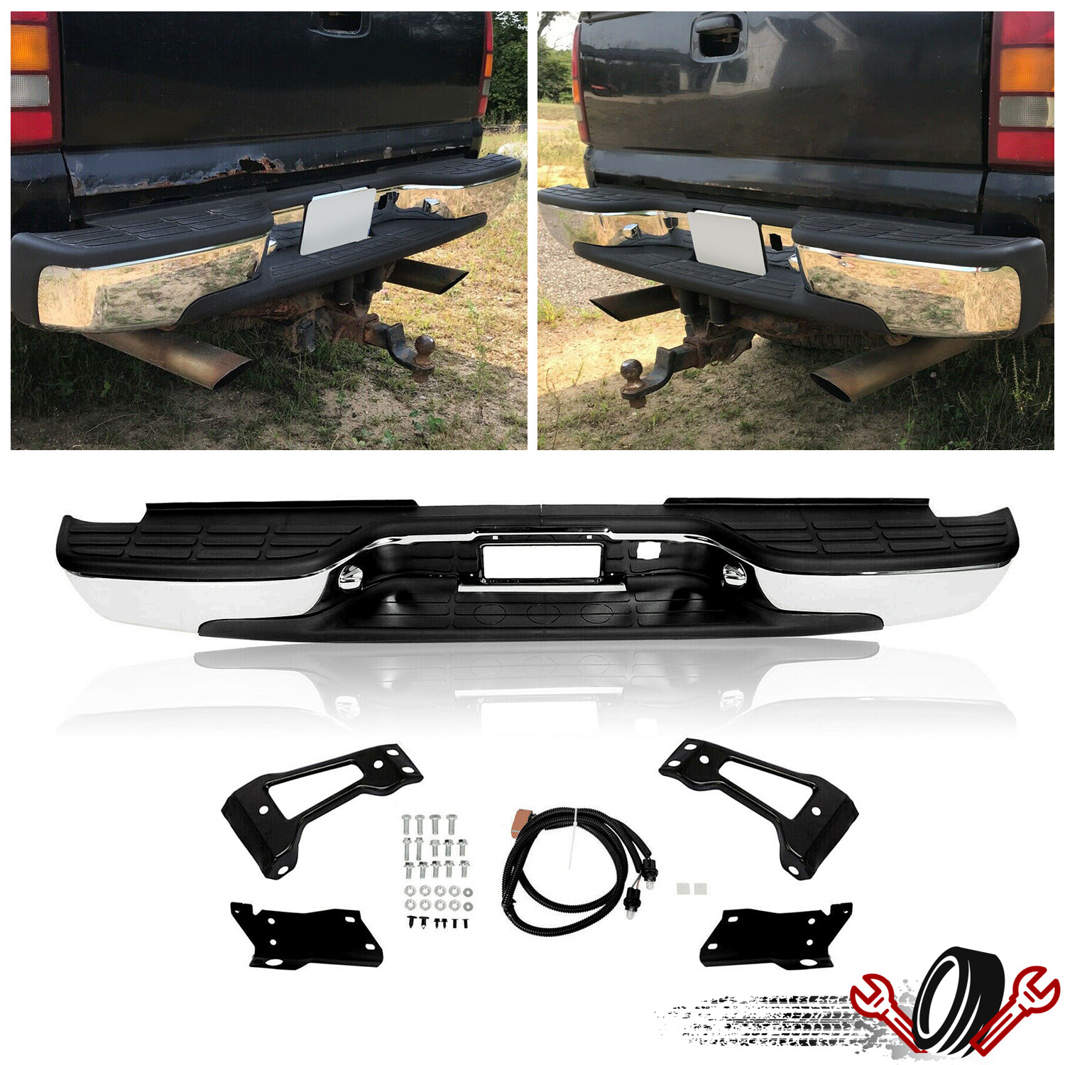 NEW Chrome Rear Bumper for 1999-2007 Chevy Silverado GMC Sierra 2500-HD 3500